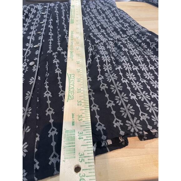 Pure Jill Elements Tiered Cotton Black White V-neck Dress Petite M Boho Prairie - Picture 6 of 7